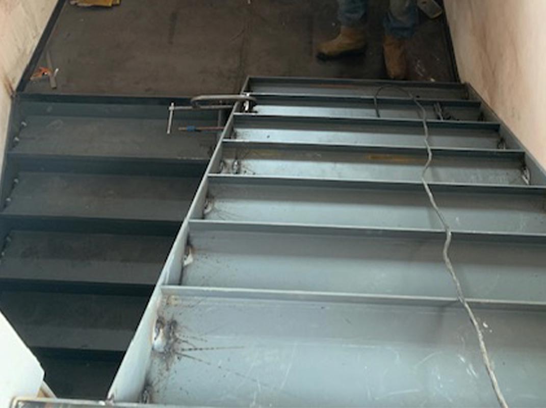 Case Study Steel stair tread and landing pans ABL Fabrications